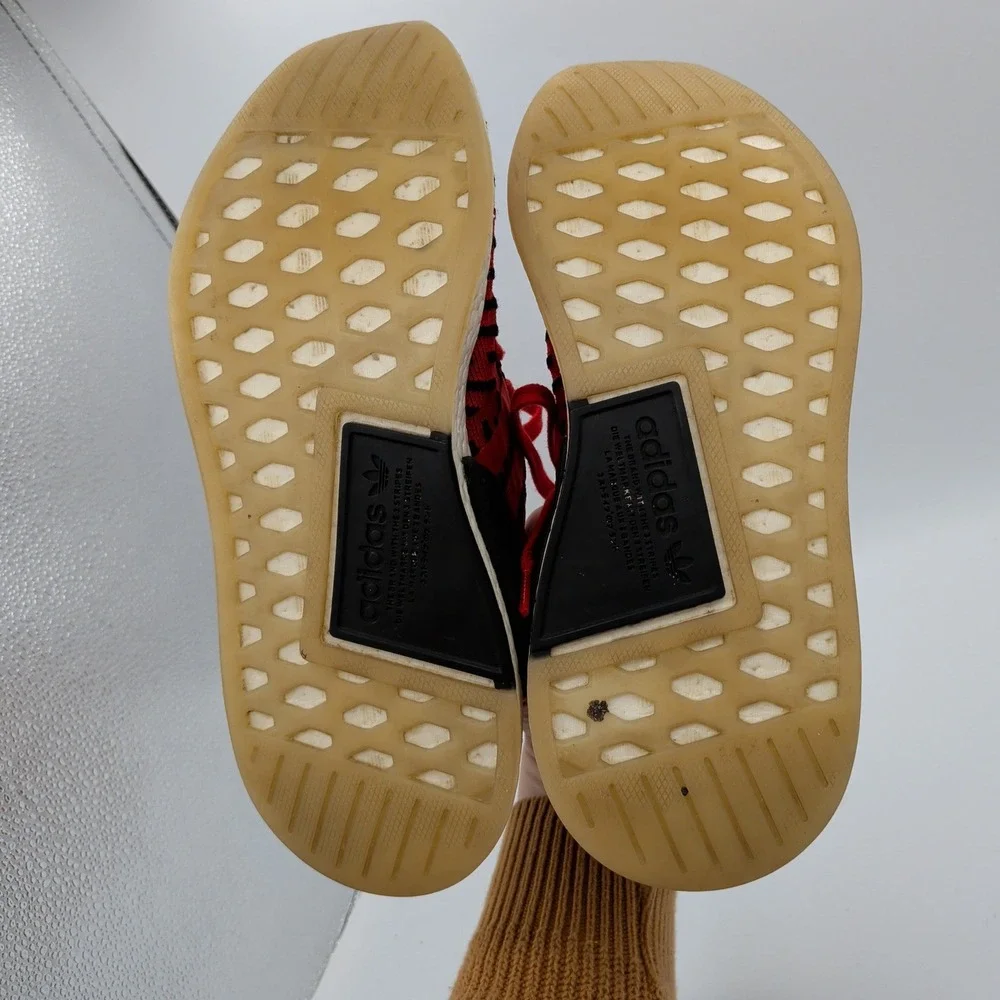 Adidas NMD R2 Primeknit Red Black Glitch Camo Sneakers BB2910 Mens 6 Womens‎ 7.5